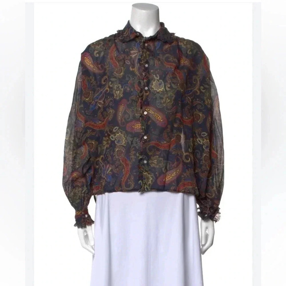 Maje Calista Button Down Paisley Top- Size 0; Like New Condition ( Never Worn) - Picture 8 of 13